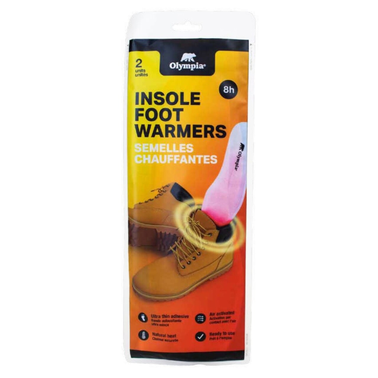 Olympia iHot Single Use Insole Toe Warmer- 16 Units, up to 8 Hours of Long Lasting Heat, Safe for Kids & Adults